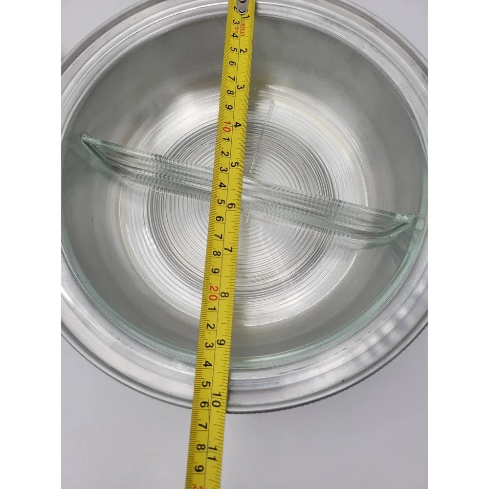 Vtg BW Buenilum Hammered Aluminum Round Serving Bowl With Glass bake Insert‎ MCM